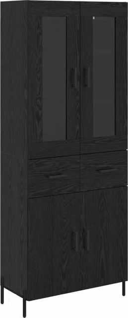 Credenza | Madia | Buffet da pranzo | Armadio da pranzo Rovere Nero 69,5 x 34 x 180 cm Legno multistrato