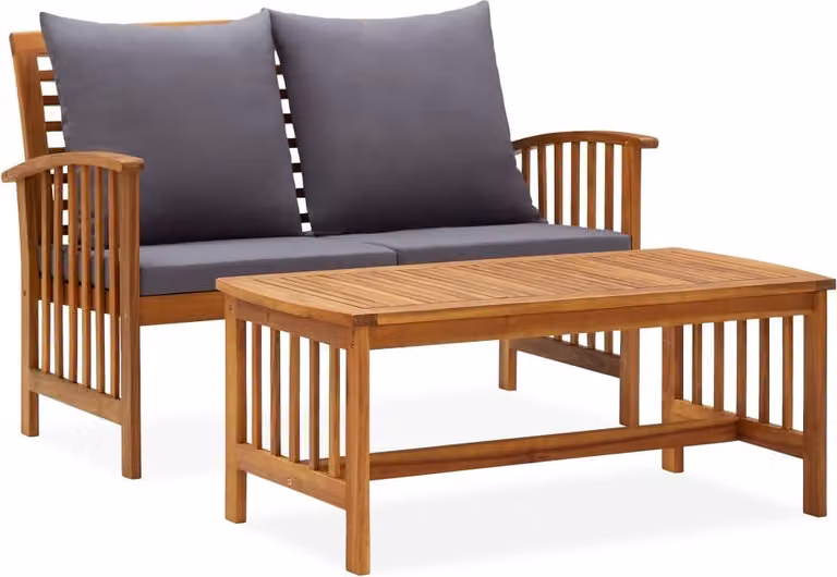 The Living Store Set da giardino 2 pezzi con cuscini in legno massiccio di acacia
