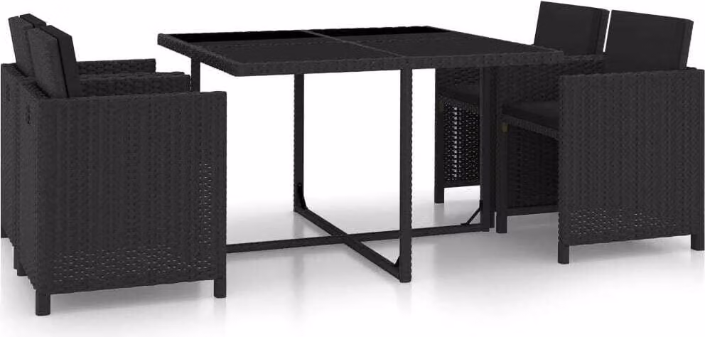 Maison Exclusive - Set da giardino da 5 pezzi con cuscini, in rattan sintetico nero