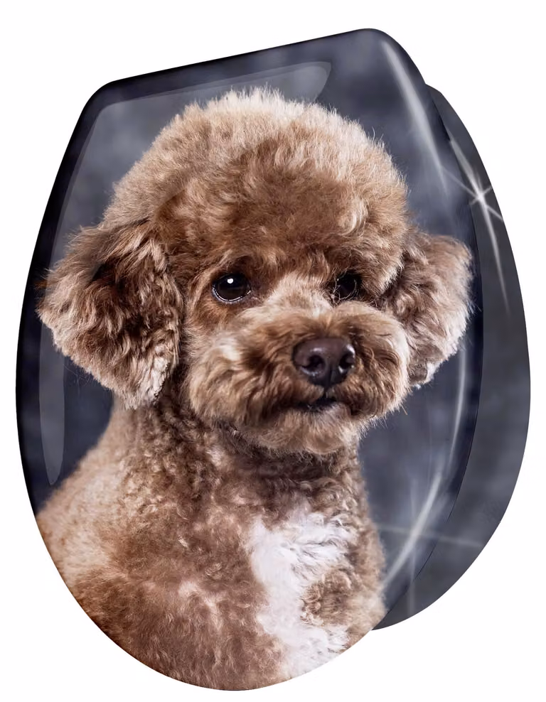 Sedile WC con chiusura ammortizzata, sedile in resina termoplastica, motivo: cane