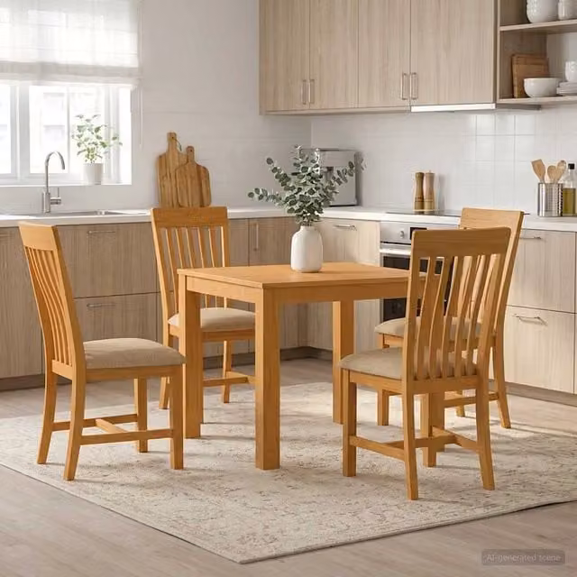 Set da pranzo 5 pz Beige Legno di Quercia Massello 3430339