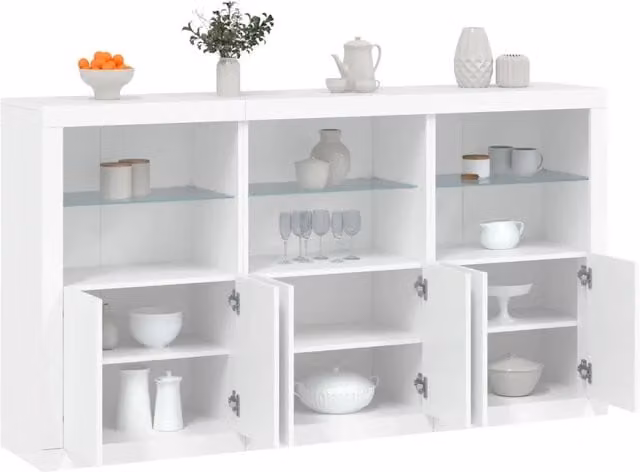 Credenza con Luci LED Bianca 181,5x37x100 cm 3209149