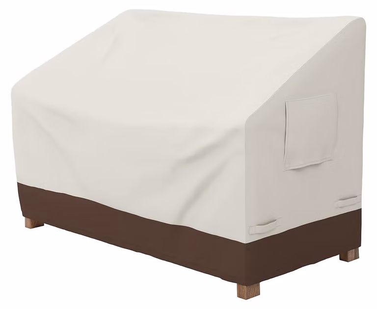 Copertura per panchina da due posti, colore beige, marca Amazon Basics