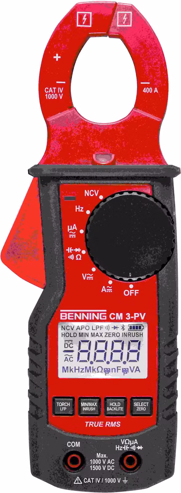 Pinza amperometrica Benning Trms Corrente, tensione 1000 V CA / 1500 V CC, resistenza, frequenza, Cat IV 1000 V, 1 pz.