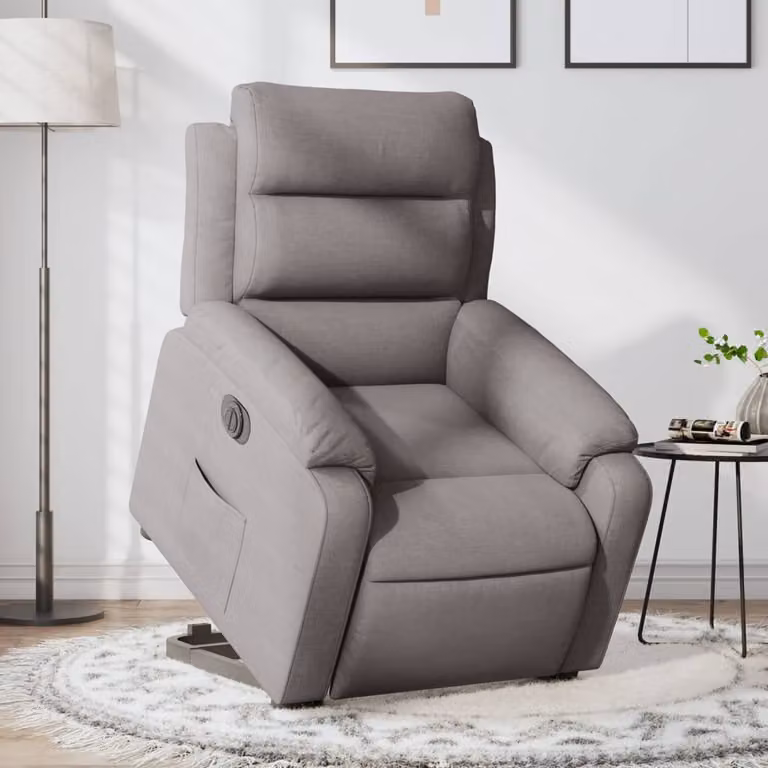 vidaXL Poltrona Alzapersona Reclinabile Elettrica con Assistenza Sollevamento in Tessuto Beige/Grigio