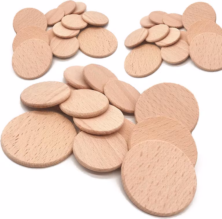 Set di 50 dischi in legno (diametro: 6 cm, spessore: 6,0 mm, faggio)