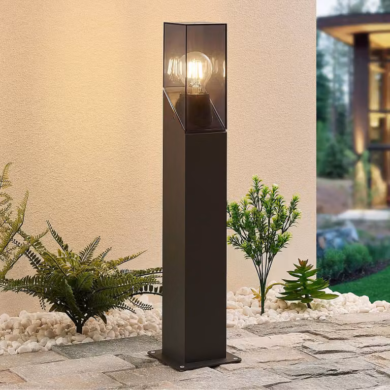 Lampione da giardino Fiola Lucande, dimmerabile, Nero, Alluminio, Moderno, Lampada da esterni
