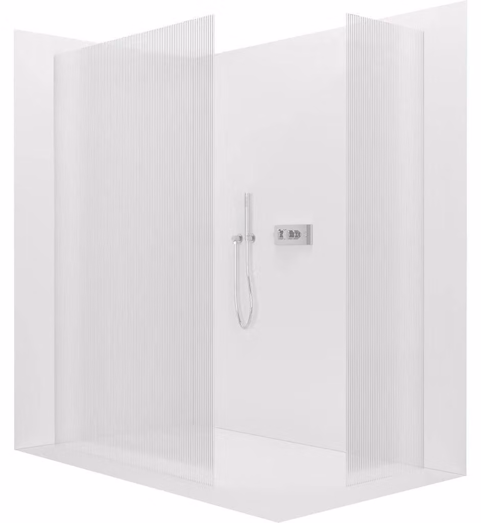 CERANO - Box doccia Walk-in Crystal T L/P - 8 mm - sistema senza montanti - cromato, vetro rigato - 110x60x200 cm