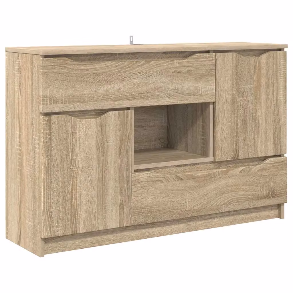 Credenza Buffet Moderna vidaXL in Legno Rovere, Colore Beige e Marrone, L 100 x P 30 x H 65,6 cm – 2