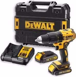 Trapano a percussione DeWalt giallo con batteria ricaricabile