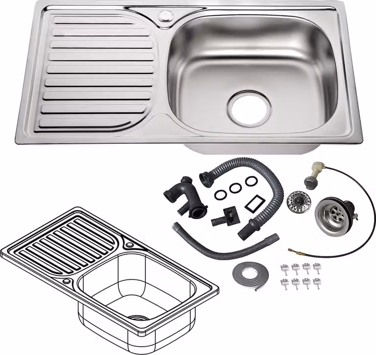 Lavello in acciaio inox Lavello da incasso Lavello da cucina Lavello in acciaio inox angolare Accessori