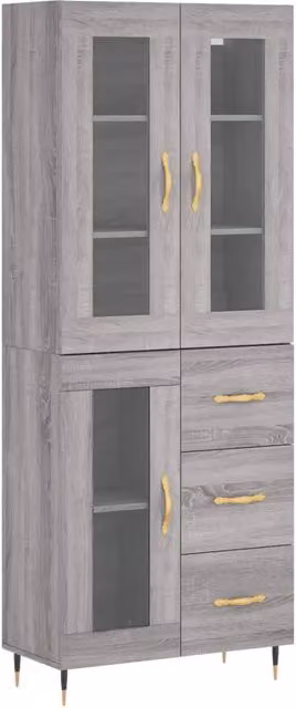 Credenza | Madia | Buffet da pranzo | Armadio da pranzo Grigio Sonoma 69,5x34x180 cm in Legno Multistrato