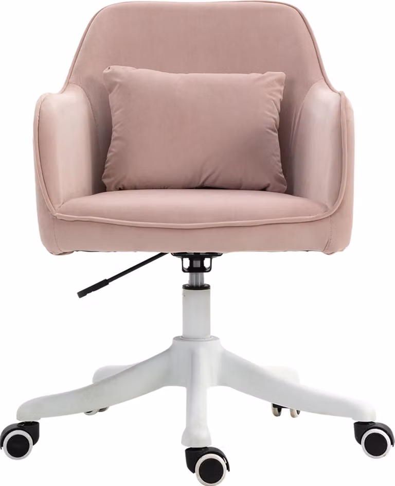 Sedia da ufficio Moonbite con supporto lombare, massaggio vibrante e porta USB, sedia girevole regolabile in altezza con braccioli, in velluto, color rosa
