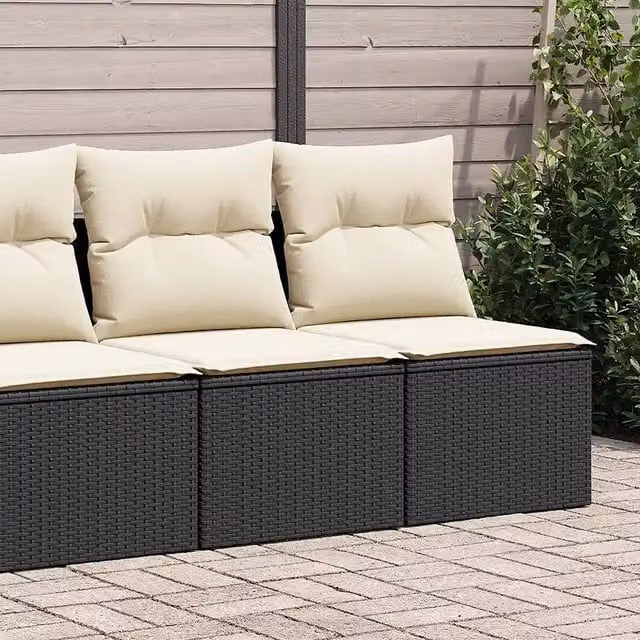 Set di 2 divani da giardino vidaXL in rattan e metallo con cuscini bianchi e neri