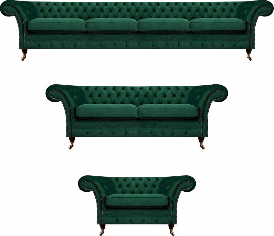 Polstermöbel Grün Sofas Chesterfield Sessel Wohnzimmer 4+2+1 Sofagarnitur