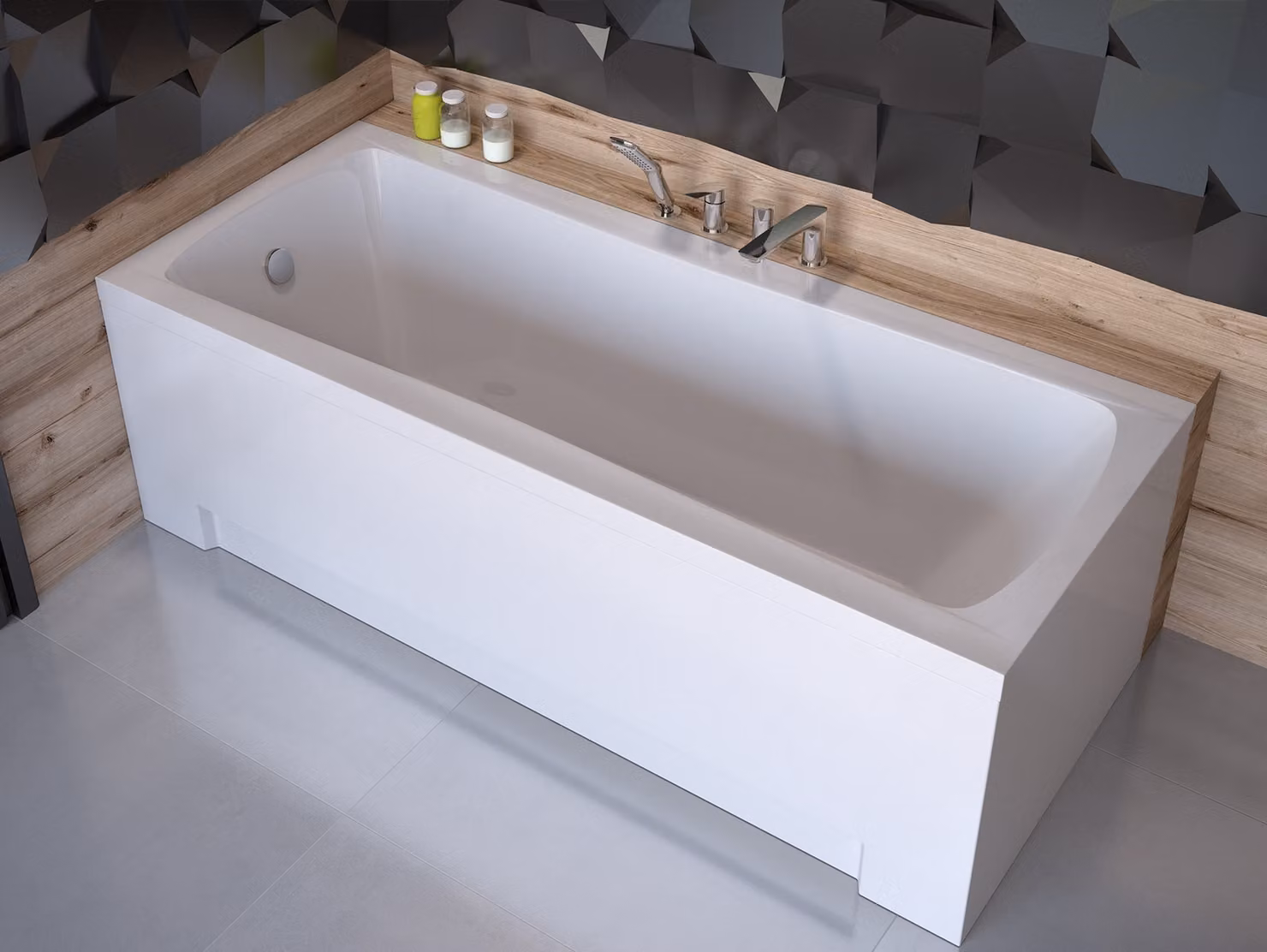 Vasca rettangolare 170x70 con grembiule in acrilico, set di scarico e piedini GRATUITI | set completo 4in1 vasca originale in acrilico con sifone | BADLAND OPTIMA