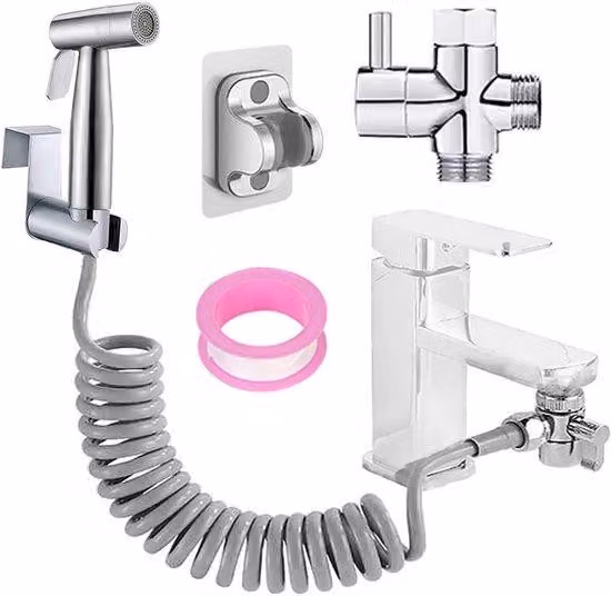 Ibenzoa® Doccetta per WC in acciaio inossidabile 304, erogatore di acqua regolabile, tubo telescopico, montaggio semplice in 10 minuti, colore argento