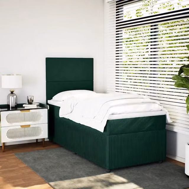 Letto Ibrido vidaXL in Velluto Verde con Materasso e Illuminazione Sottostante L/P: 90 x 190 cm