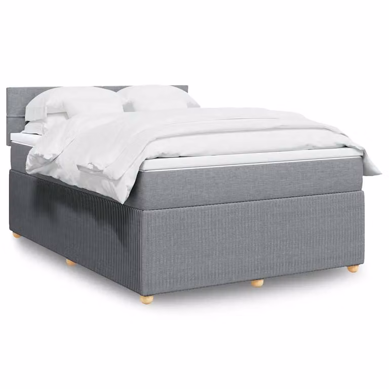 vidaXL Giroletto a Molle con Materasso Ibrido in Tessuto Grigio e Bianco L: 140 cm, P: 200 cm