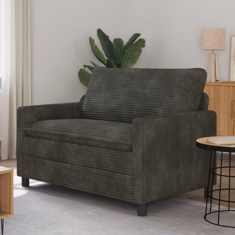Divano moderno vidaXL antracite con struttura in metallo e rivestimento in tessuto rimovibile L: 126 cm, P: 81 cm, H: 87,5 cm