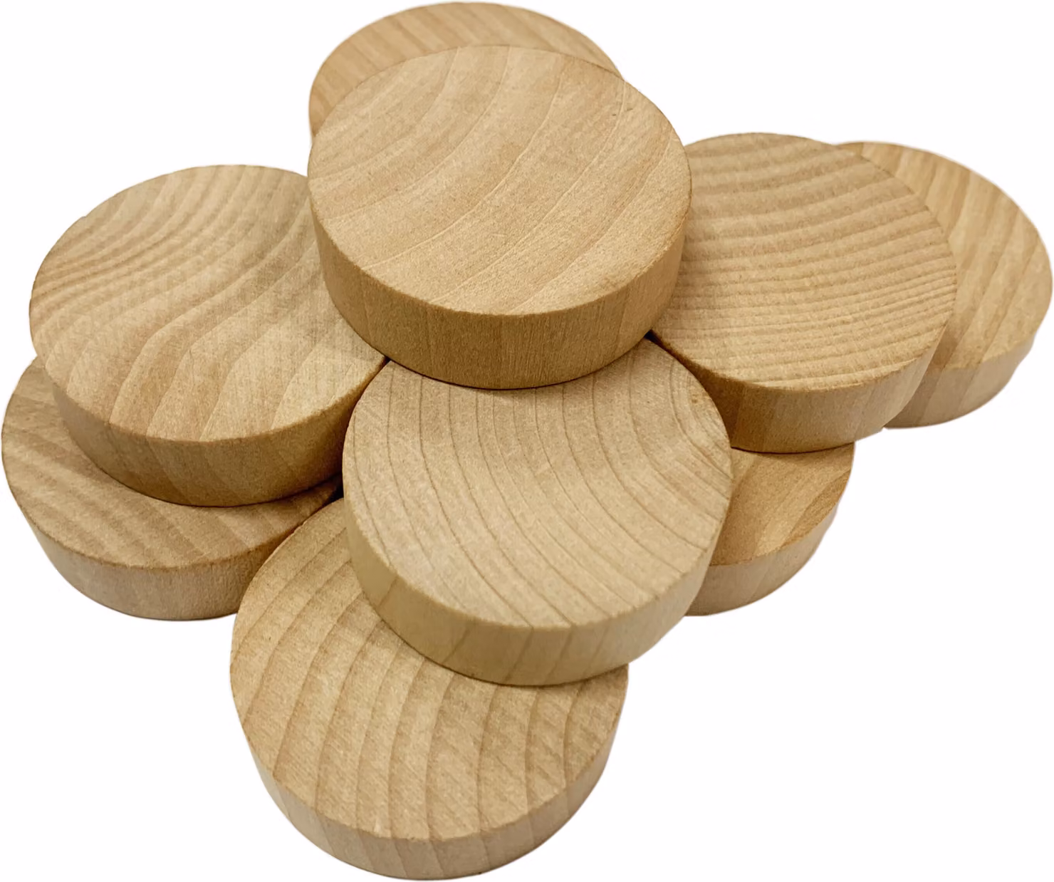 Set di 100 dischi di legno (diametro: 4 cm, spessore: 12 mm, legno di schima)