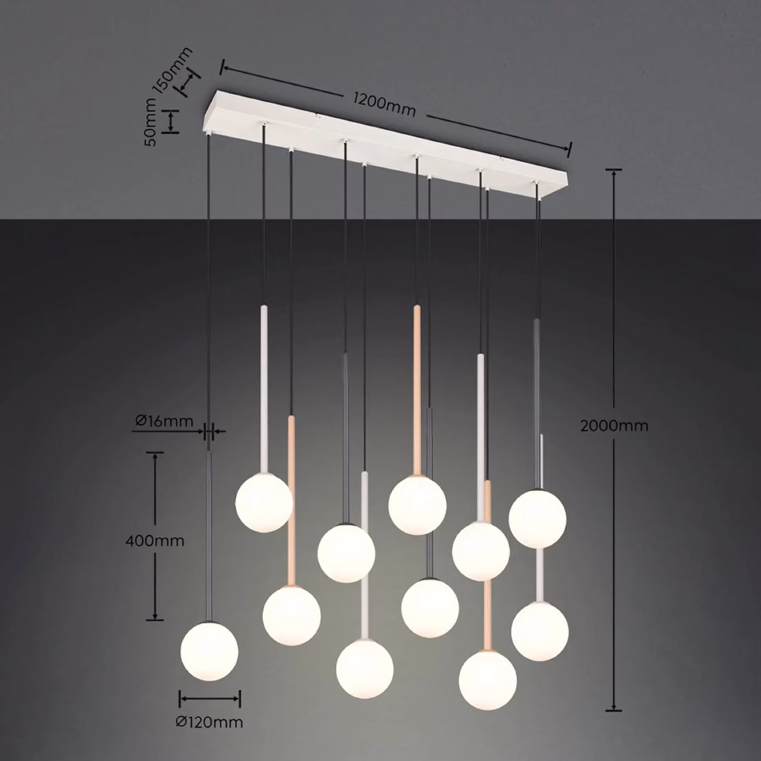 Trio Lighting Lampada a sospensione Firano, Multicolore, Soggiorno / Sala da pranzo, Metallo, Moderno, Lampada a sospensione