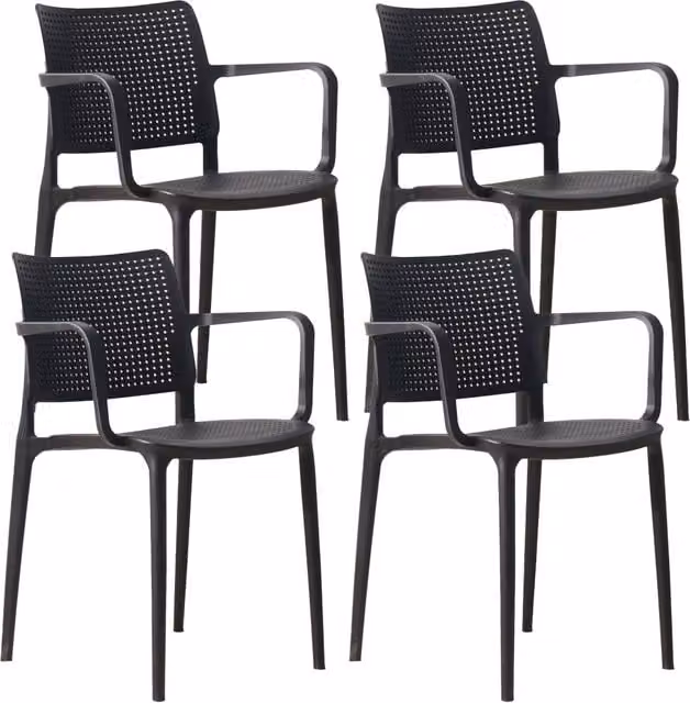 Oviala - Set di 4 sedie da giardino in plastica nera