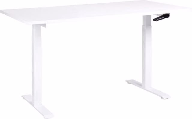 Scrivania regolabile in altezza BELIANI bianca con piano in MDF e telaio in metallo L: 160 cm, P: 72 cm, H: 119 cm