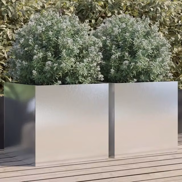 Fioriere 2 pz Argento 49x47x46 cm in Acciaio Inox 841568