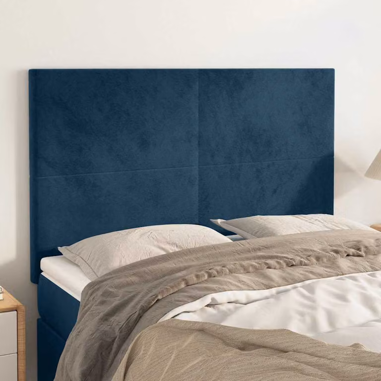 Testiera per letto vidaXL in velluto blu scuro, L/P/H: 144 x 5 x 118/128 cm