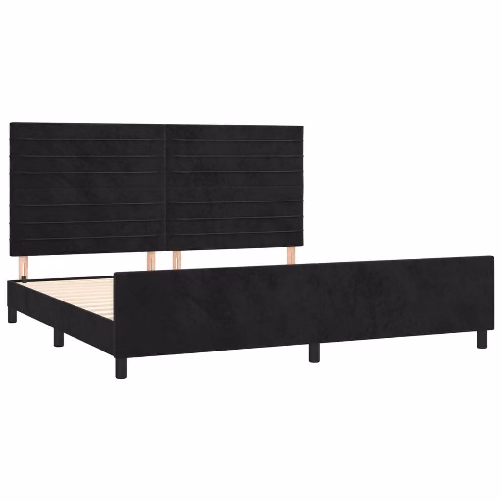 Giroletto senza Materasso Nero 200x200 cm in Velluto