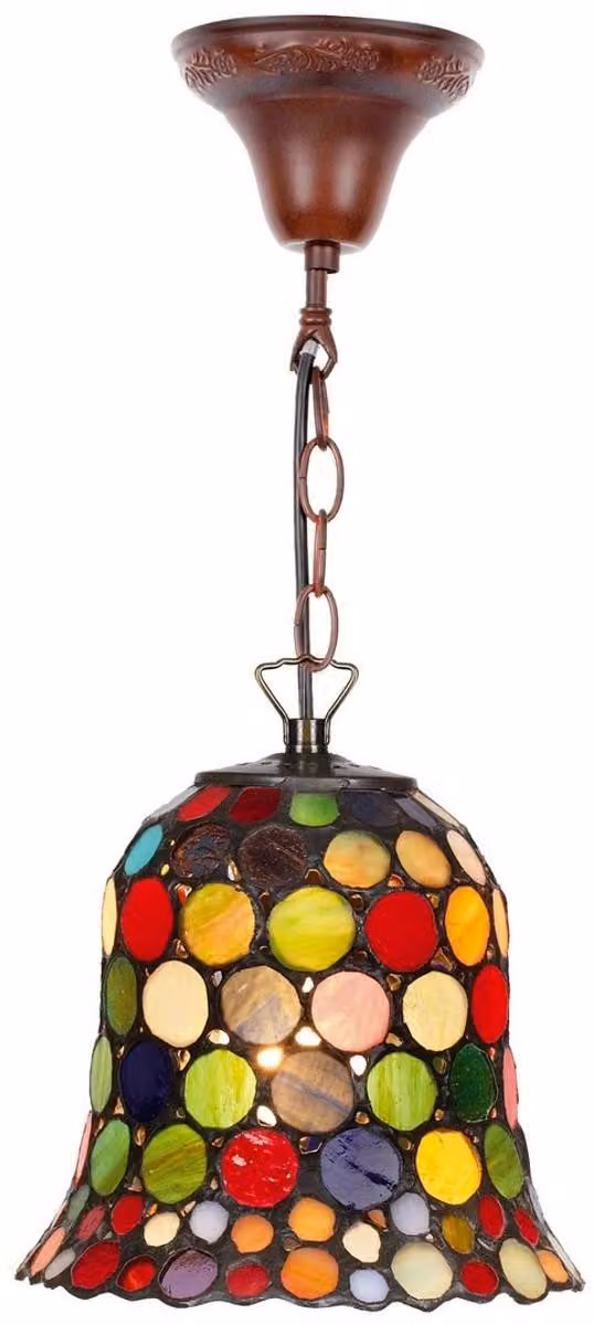 Lampada a sospensione Casa Padrino Tiffany, multicolore, diametro 16 cm. Lampada Tiffany artigianale realizzata in vetro e metallo