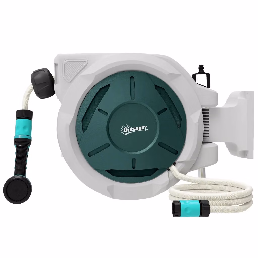 Avvolgitubo Murale Automatico XYLO da 30m per Giardino, Grigio, 15mm – 2