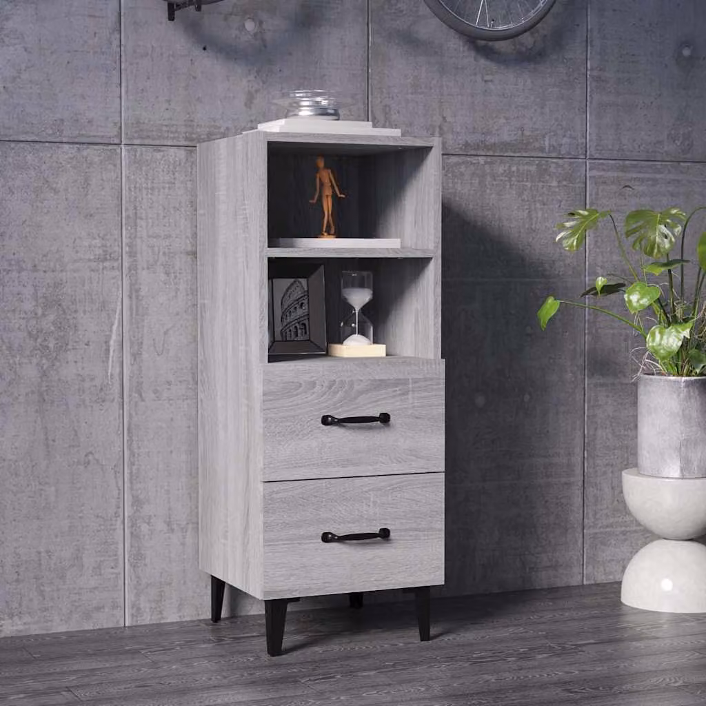 Credenza vidaXL in legno multistrato Grigio Sonoma, sospesa, L: 34,5 cm, P: 34 cm, H: 90 cm