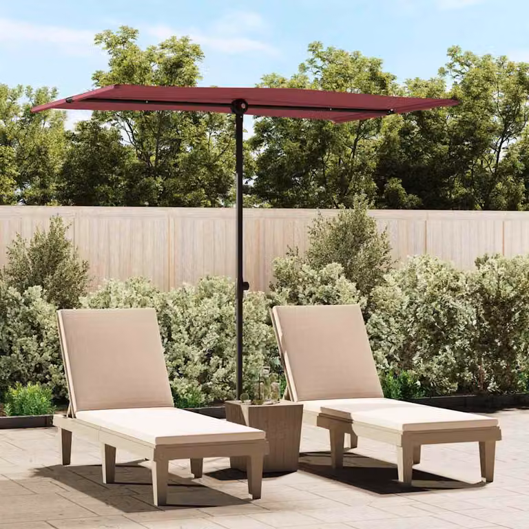 Ombrellone da Giardino vidaXL con Palo Centrale in Alluminio e Tessuto in Poliestere, L: 200 cm, P: 150 cm, H: 215 cm, Rosso