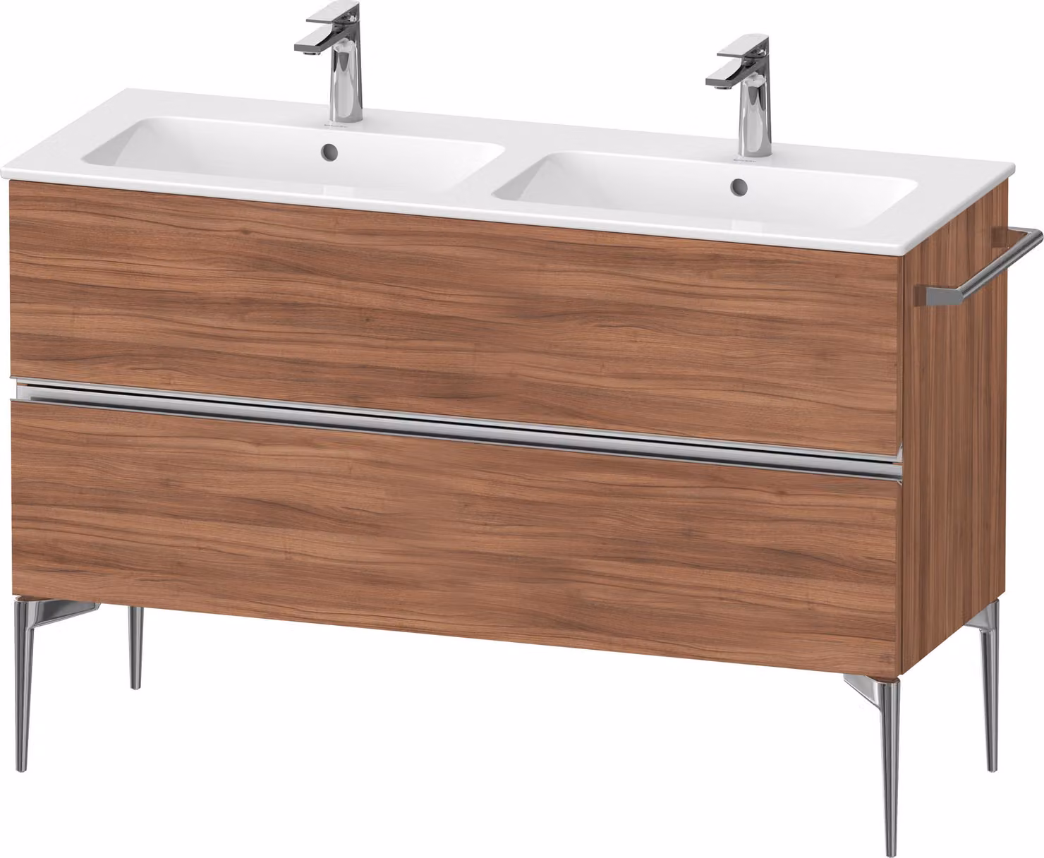 Duravit Sivida bâti-support pour lavabo, 2 tiroirs, poignée profilée chromée, 1280x477x591mm, pour ME by Starck, SV4647010790000, SV4647010790000