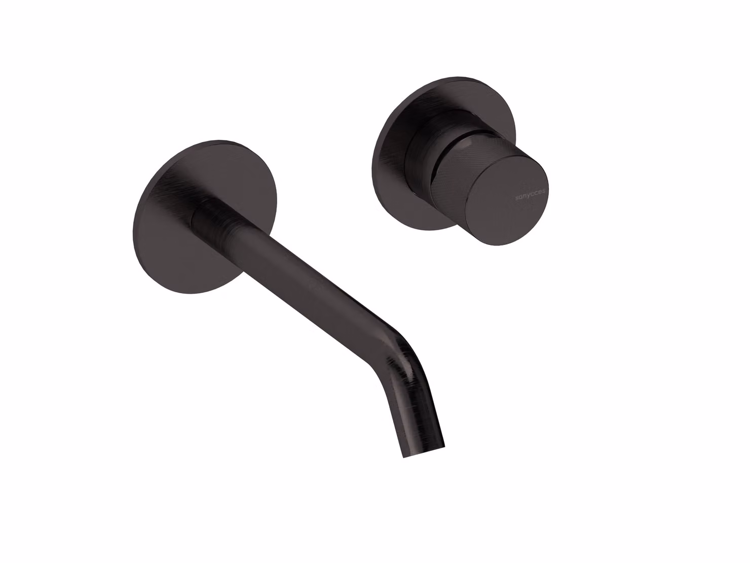 SANYCCES LOOP K ColdOpen Rubinetto lavabo a parete da incasso con sporgenza di 18 cm, corpo da incasso incluso, nero metallizzato
