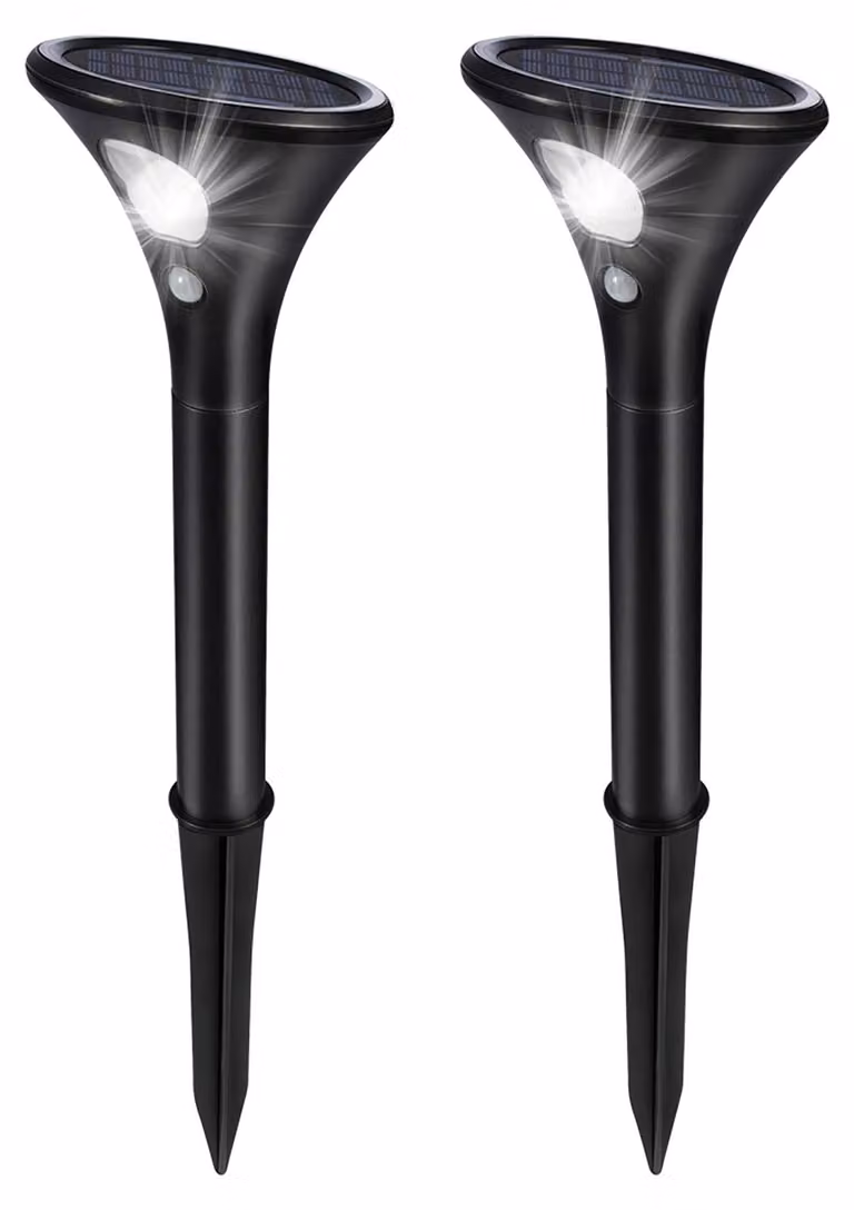 Set di 2 luci solari da giardino, grado di protezione IP65, sensore di movimento, 2 modalità, 61,85 cm