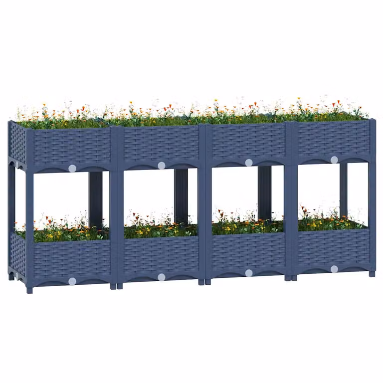 vidaXL Fioriera Rialzata in Plastica WPC per Orto e Giardino, L: 160 cm, P: 40 cm, H: 71 cm