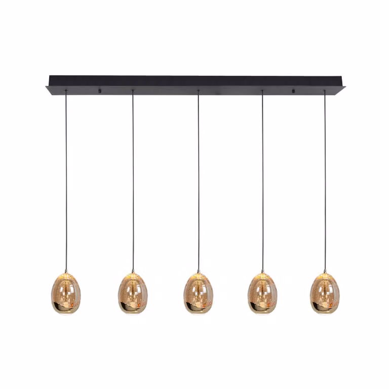 HighLight Lampada a sospensione in vetro Golden Egg, dimmerabile, Crema / Ambra, Soggiorno / Sala da pranzo, Vetro, Moderno, Lampada a sospensione