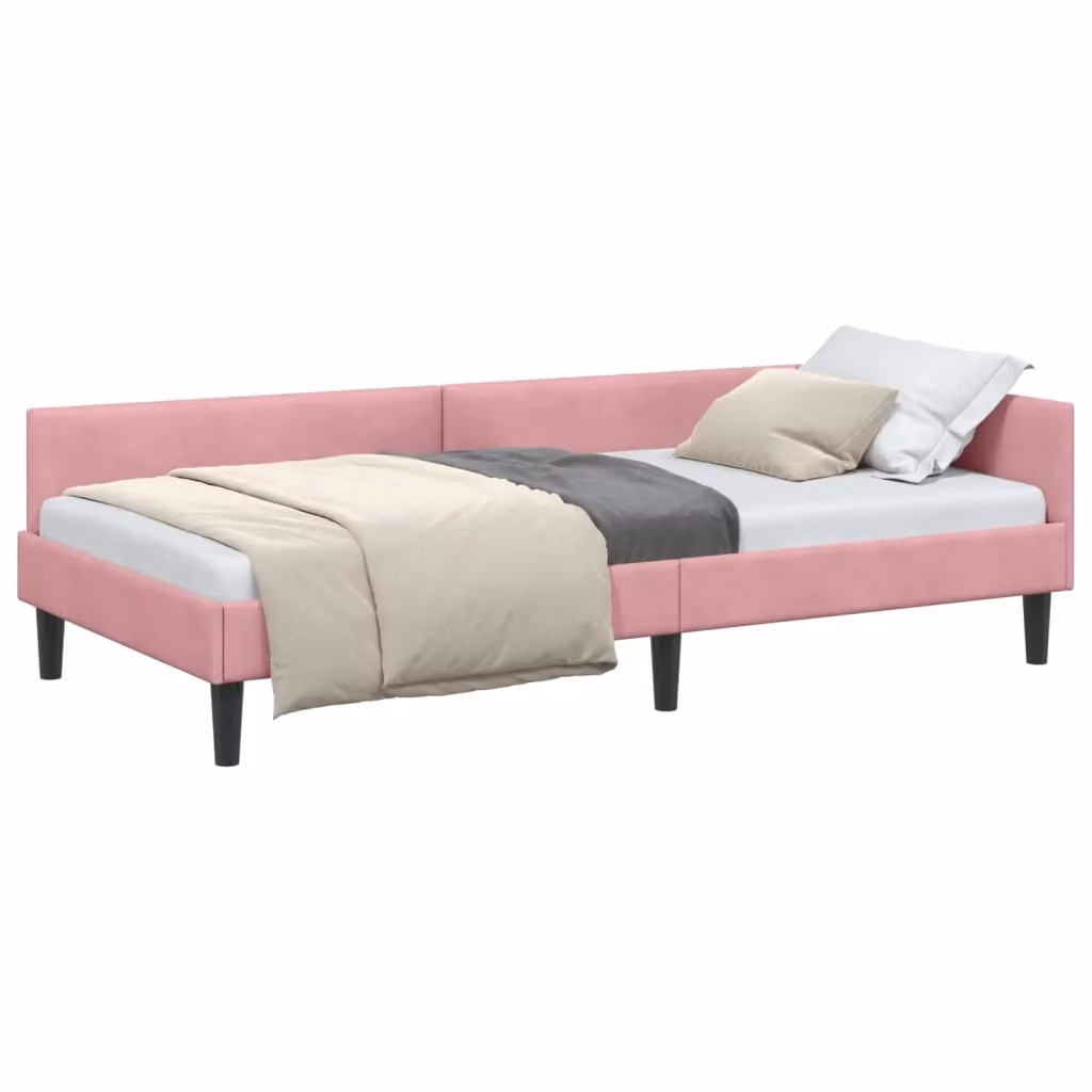 Cornice del letto ad angolo asimmetrica vidaXL in velluto rosa L/P/H: 204 x 140 x 84 cm – 2