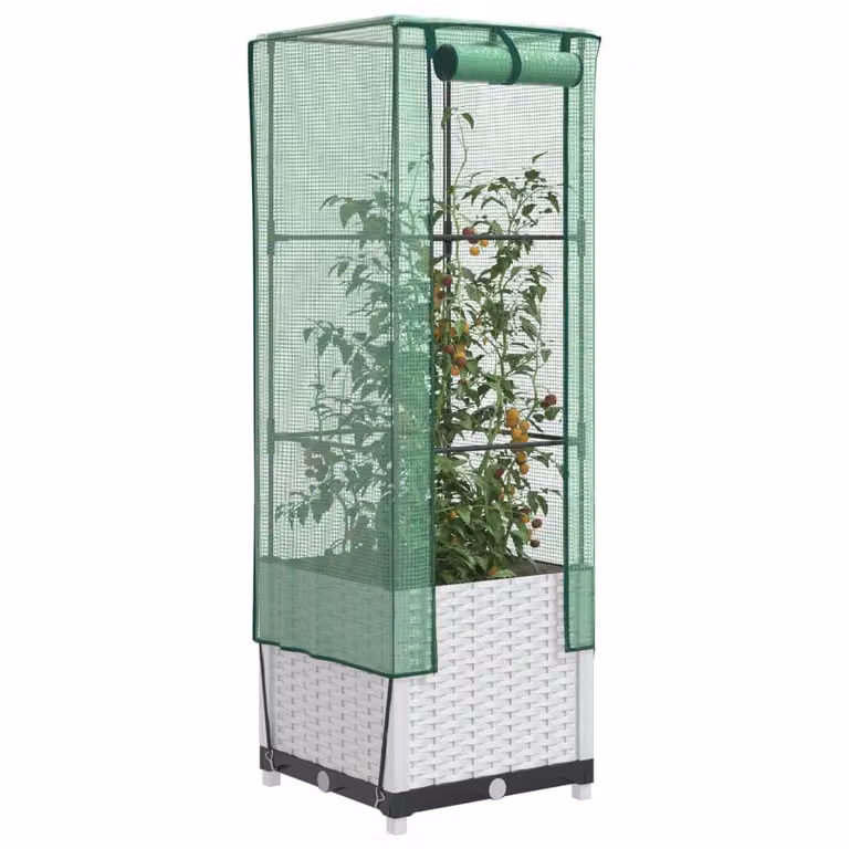 Letto rialzato con copertura effetto rattan vidaXL bianco e verde L/P/H: 40 x 40 x 139 cm