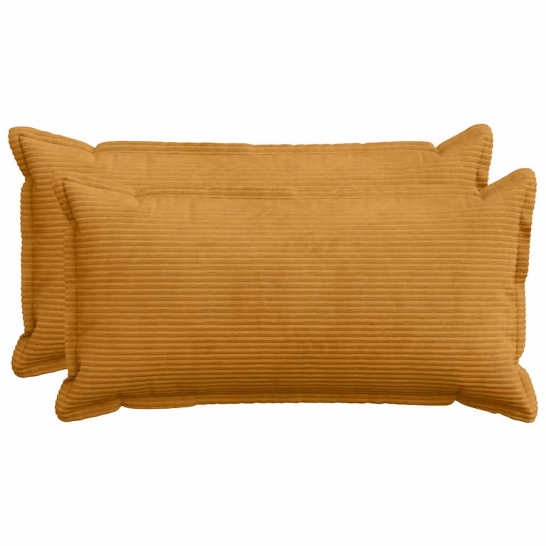 Set di 2 federe vidaXL HOUTEN in velluto a coste giallo, L 40 cm x P 80 cm
