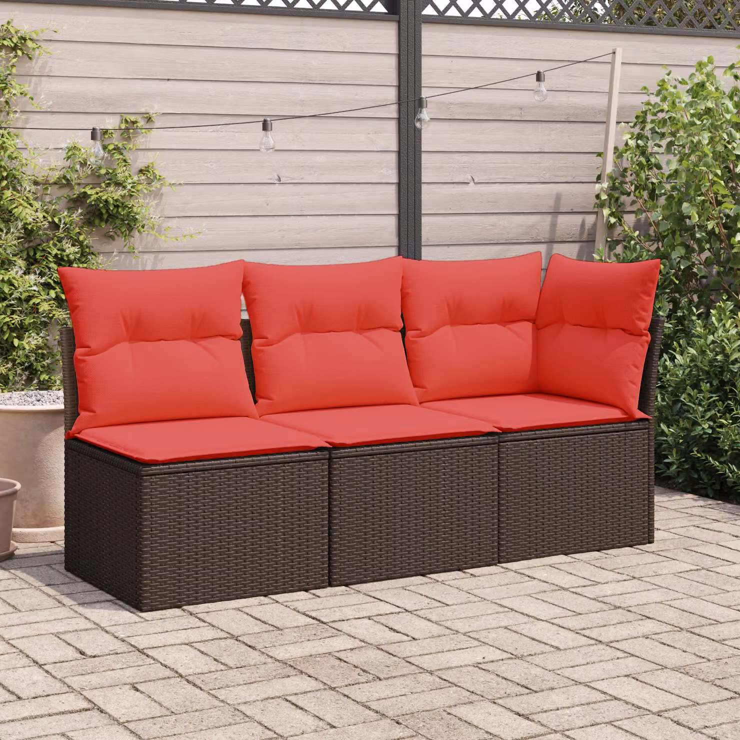 Divano da giardino angolare vidaXL in polyrattan marrone con cuscini imbottiti e coperture rimovibili