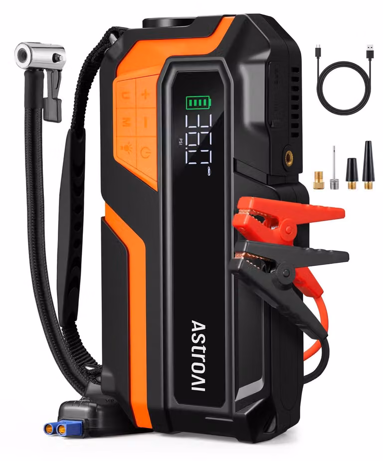 Avviatore portatile per auto a 12V, con compressore da 150 PSI e potenza di 8000 Ampere