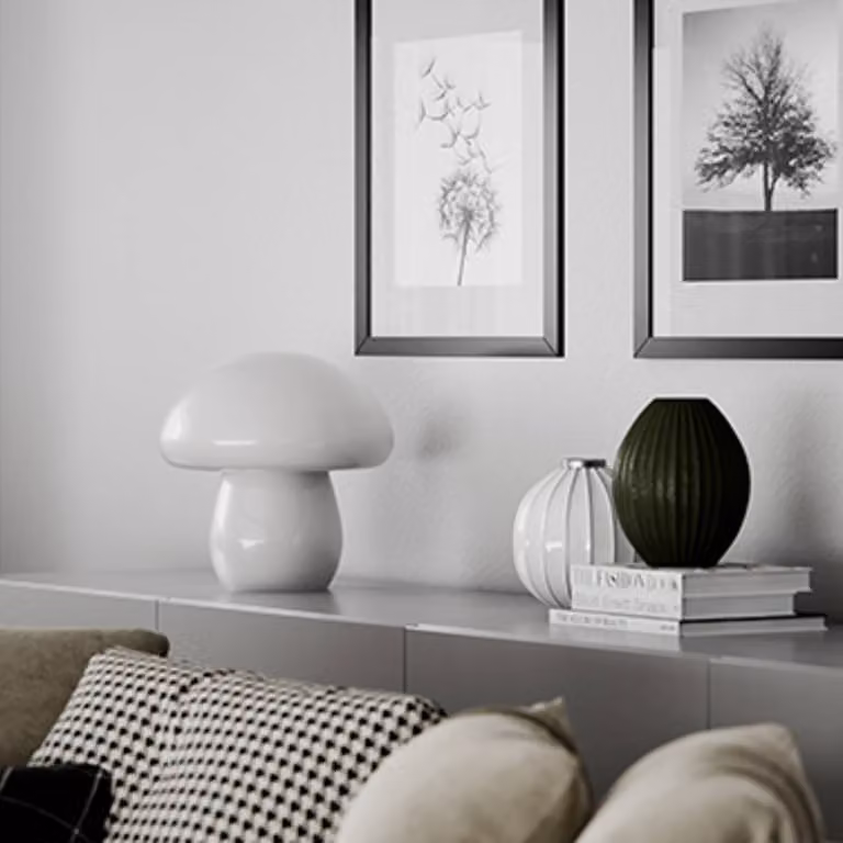 By Rydéns Lampada da tavolo Mira Mushroom, Bianco / Opale, Soggiorno / Sala da pranzo, Vetro, Lampada da tavolo
