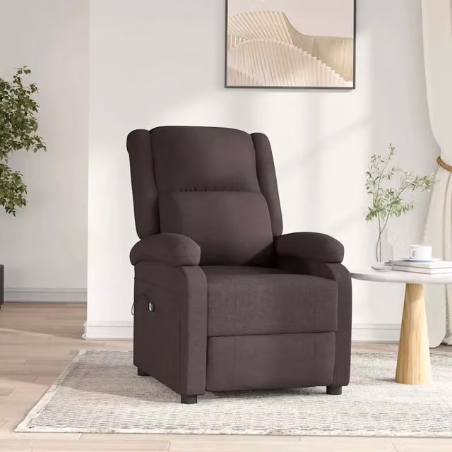 Poltrona Elettrica Reclinabile-Divano Sedia Marrone Scuro in Tessuto 332678