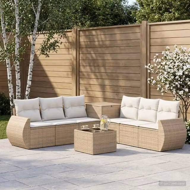 Set di divani 8 pz Beige e Bianco Crema 55 x 55 x 37 cm 3448446