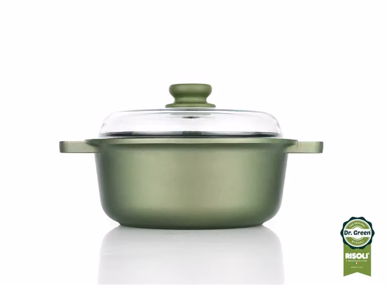 Casseruola Dr. Green ad induzione in alluminio pressofuso con coperchio e due maniglie, diam. 24cm