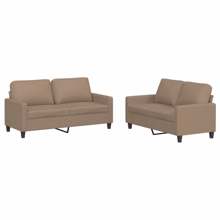 Set di Divani 2 pz con Cuscini cappuccino in Pelle finta
